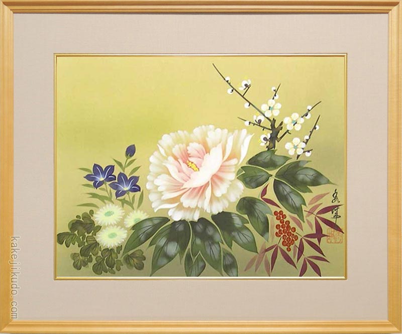 楽天市場】絵画 日本画 四季花 （山戸秀城） 送料無料 【肉筆】【日本