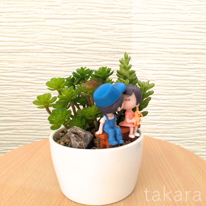 楽天市場】フェイク 多肉植物 寄せ植え 人形付き おしゃれ 多肉植物