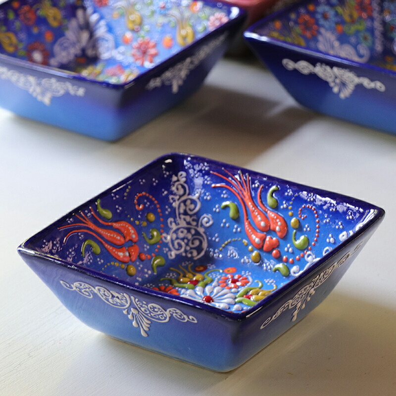 楽天市場】Nimet Design トルコ陶器Design トルコ陶器スクエア角鉢