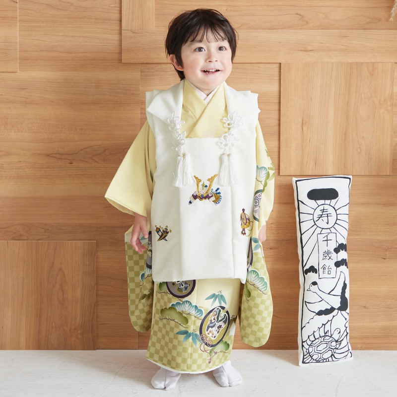楽天市場】【レンタル】[七五三 着物 3歳]男の子「K178 白兜×クリーム