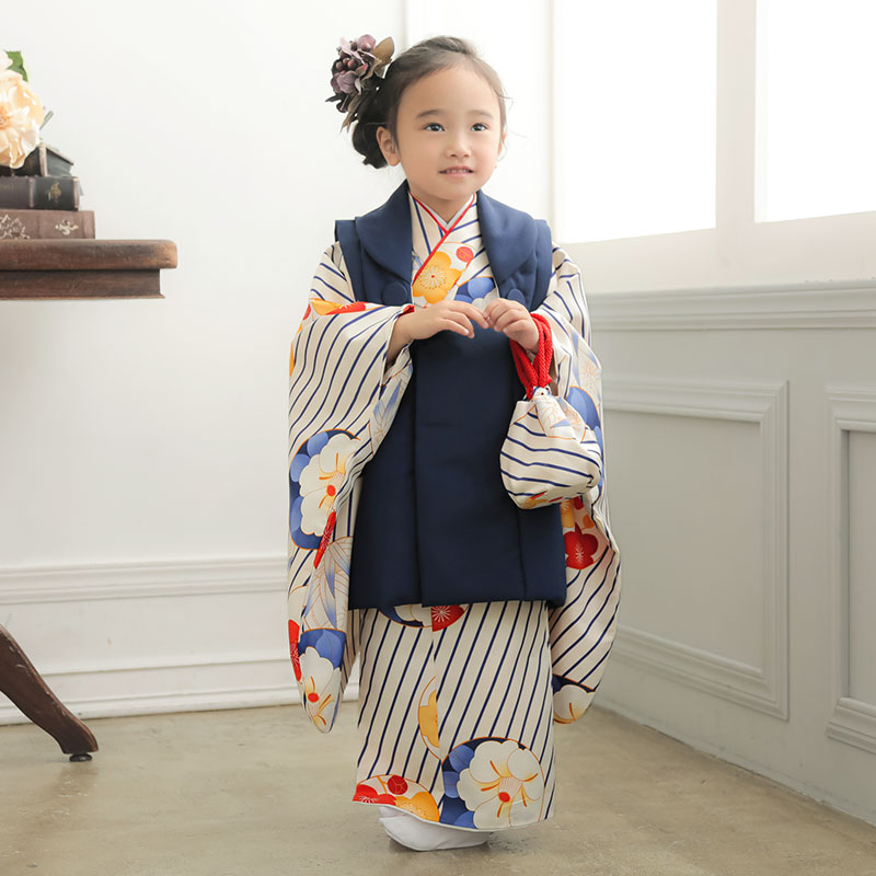 楽天市場】【レンタル】[七五三 着物 3歳 女の子] 三歳 「K189 紺無地