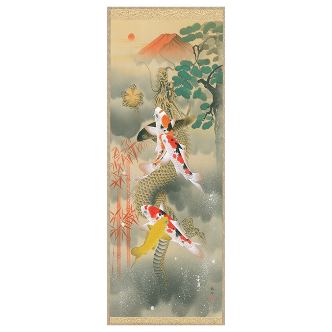 楽天市場】【特典あり】掛軸 吉祥富士昇龍之図 190×54.5cm[装飾 絵