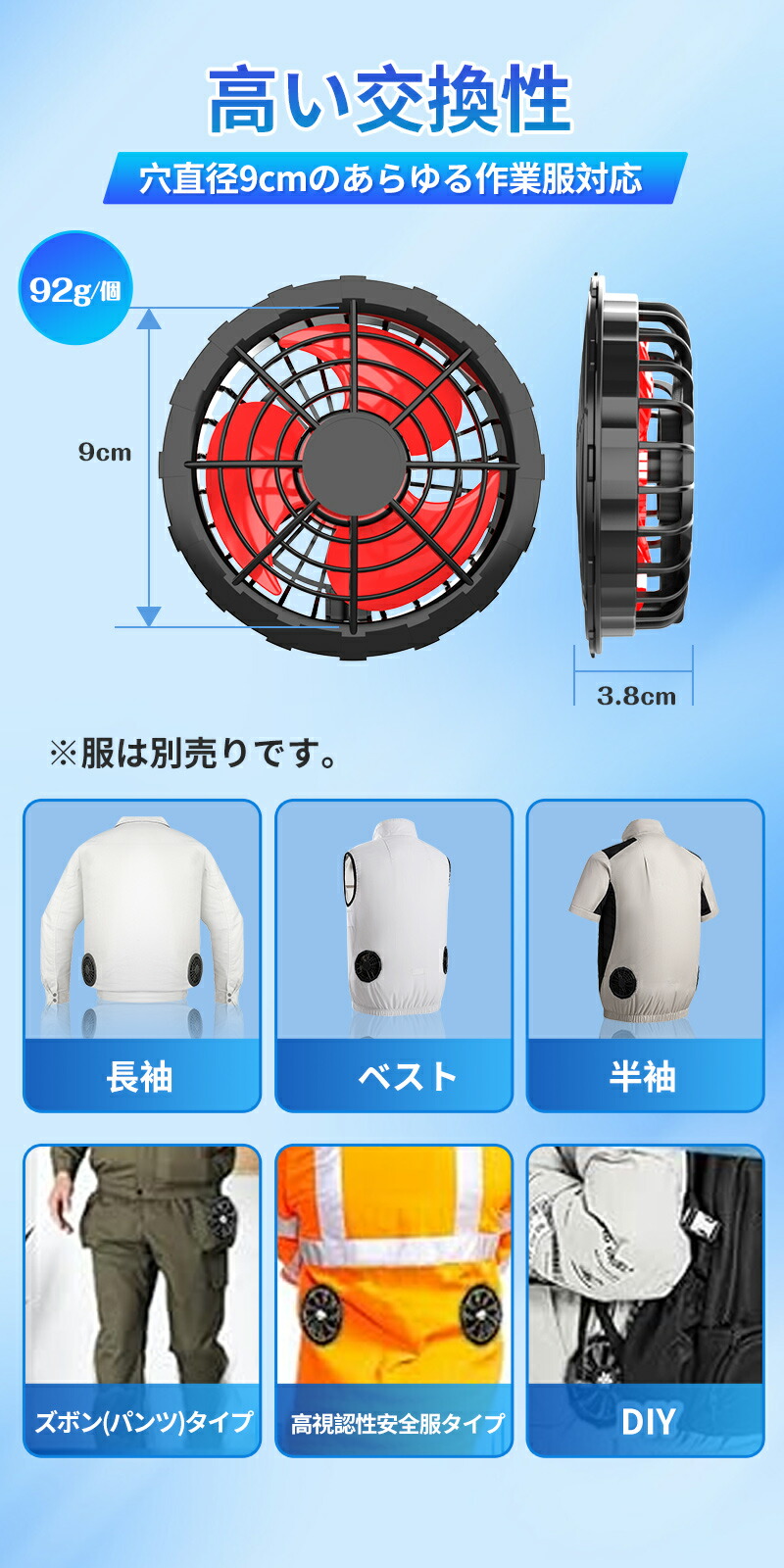 楽天市場】【業界初☆33V暴風】空調 服 バッテリー ファンセット 空調