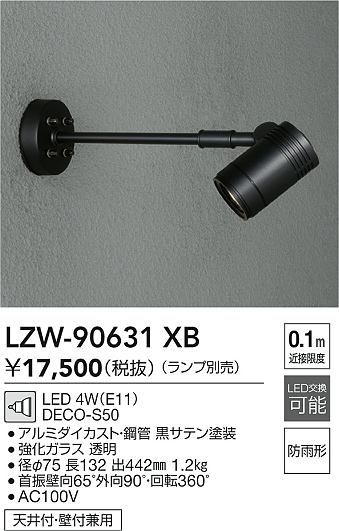 楽天市場】大光電機 屋外スポットライト(ランプ別売) LZW90631XB 工事