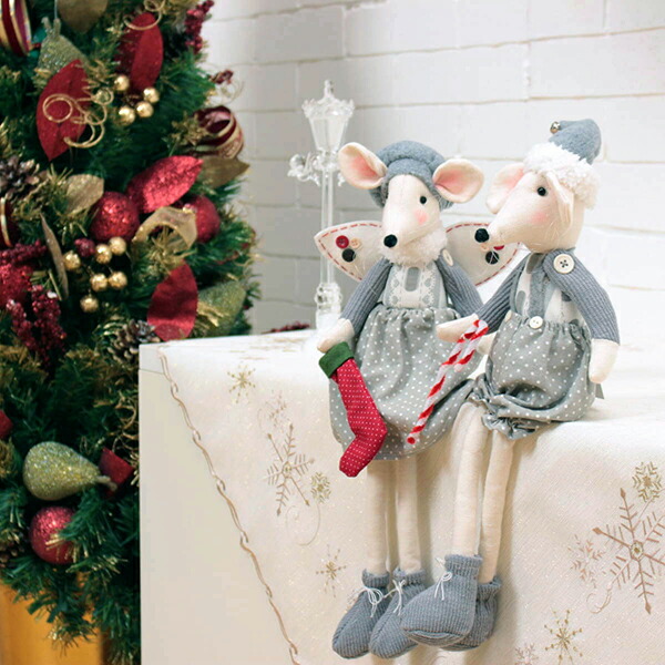 楽天市場】Xmas ドール ネズミM 靴下 高さ約42.5cm ステッキ高さ 約