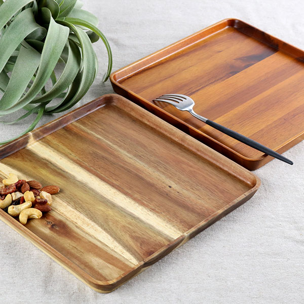 楽天市場】プレート 25cm L スクエア カフェ 皿 食器 木製食器 天然木
