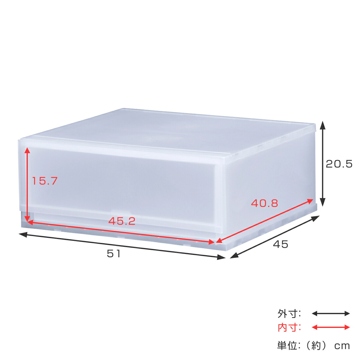 楽天市場】収納ケース プラスト 半透明タイプ 1段 幅51×高さ20.5cm