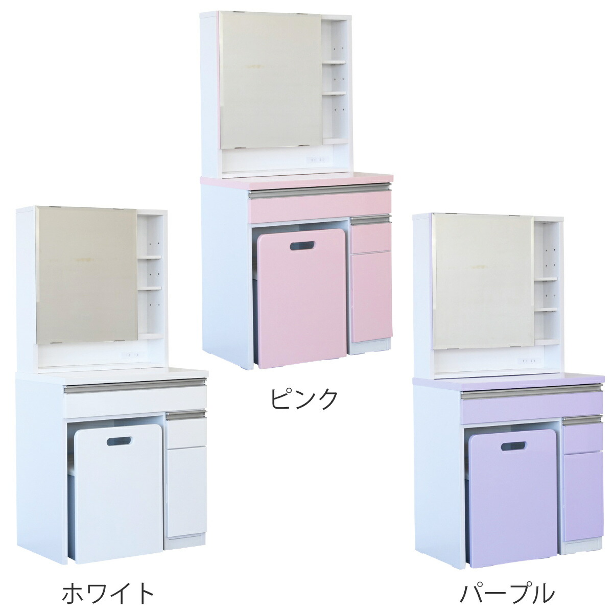 楽天市場】ドレッサー 幅65cm 鏡台 一面鏡 ローズ （ スツール付き