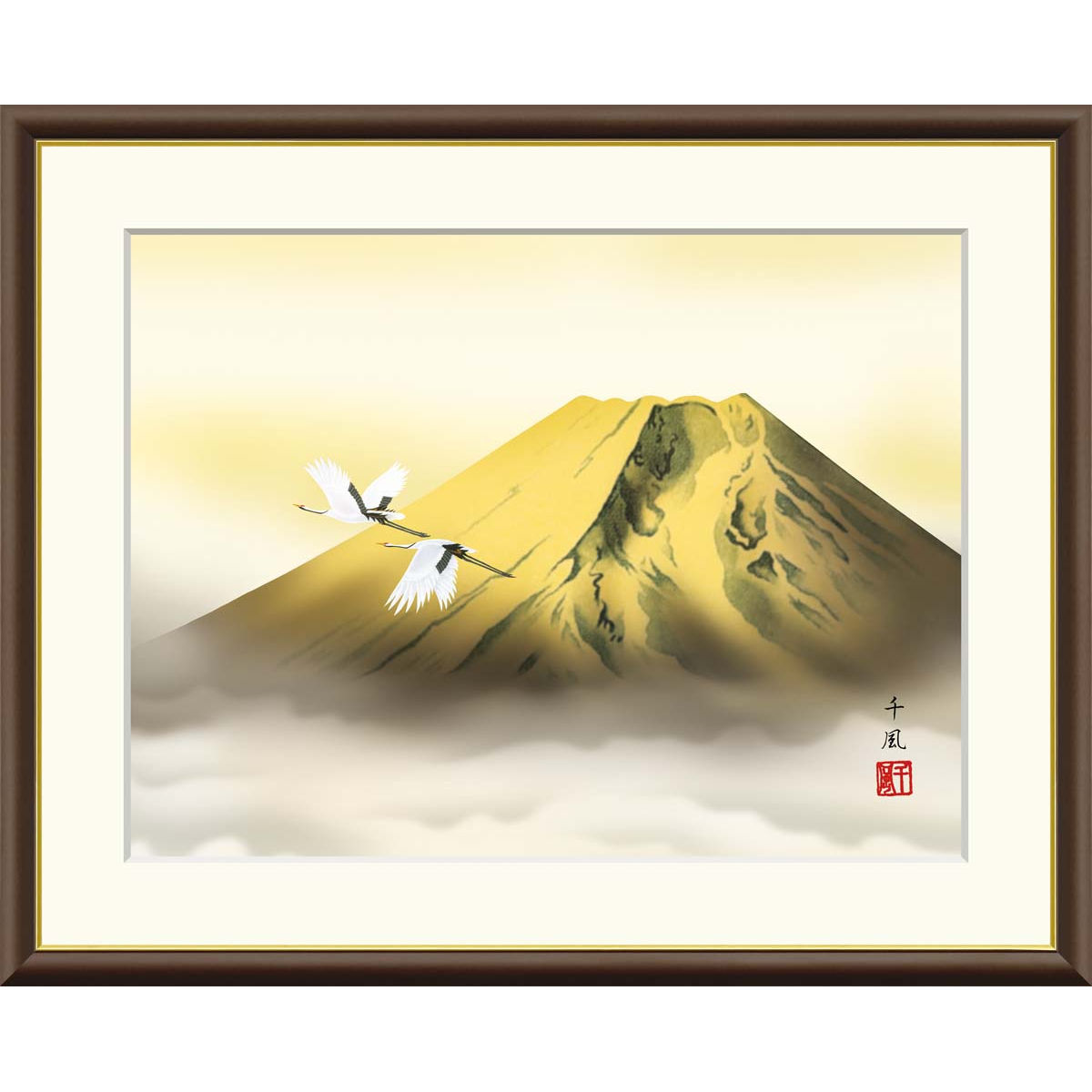 楽天市場】絵画 現代日本画 山水画 富士山 金富士飛翔 熊谷千風 額入り
