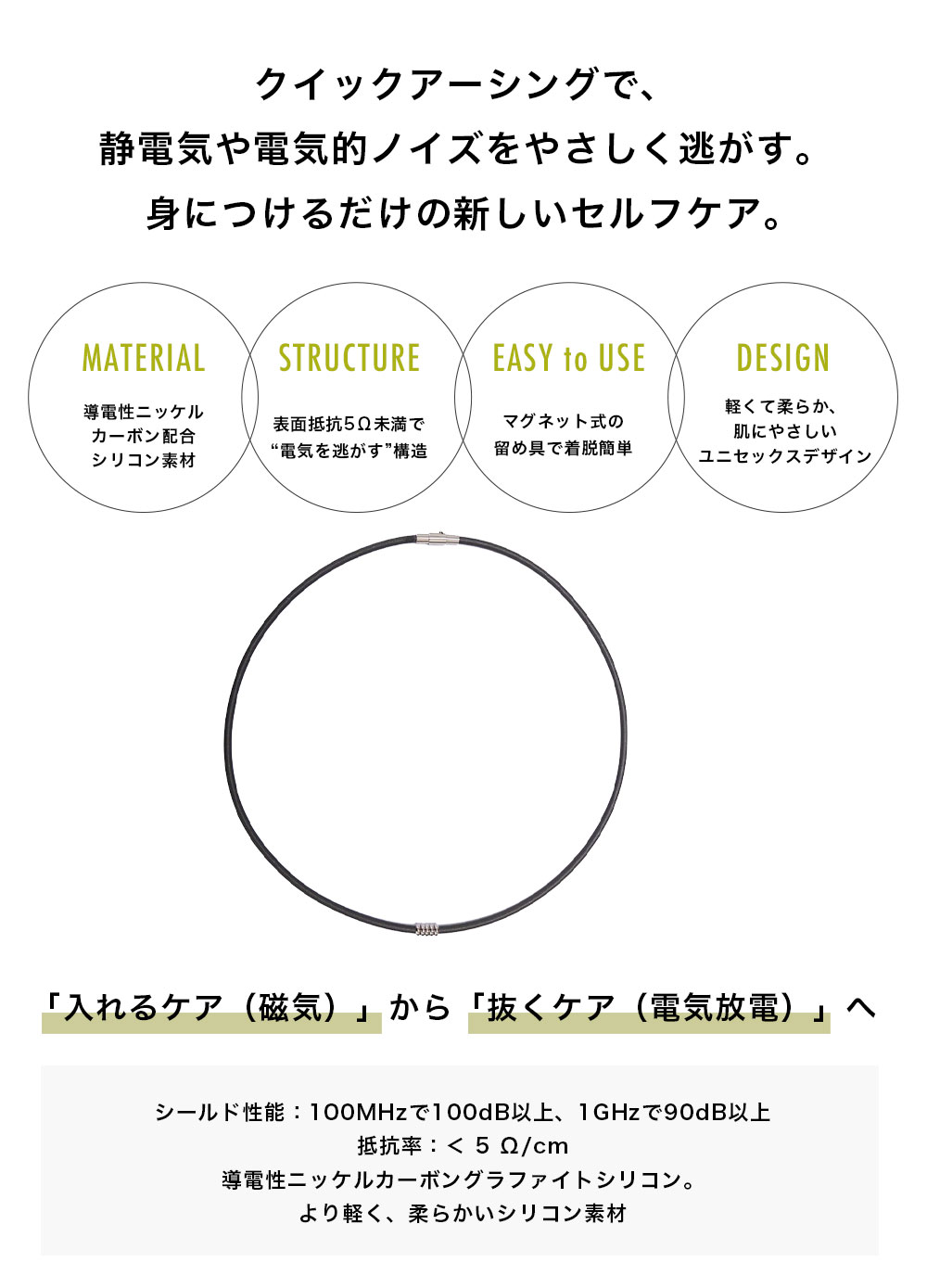 楽天市場】【新商品】アーシネスネックレス 特殊静電気除去ネックレス