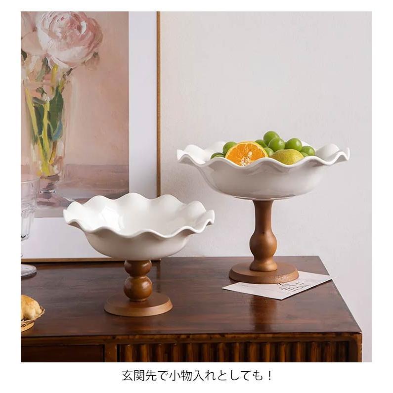 楽天市場】フルーツ入れ 木製 果物ボウル 脚付き 木スタンド 陶器