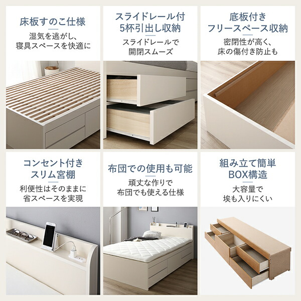 楽天市場】組立設置付き セミシングルベッド 収納 ベッド 宮付き