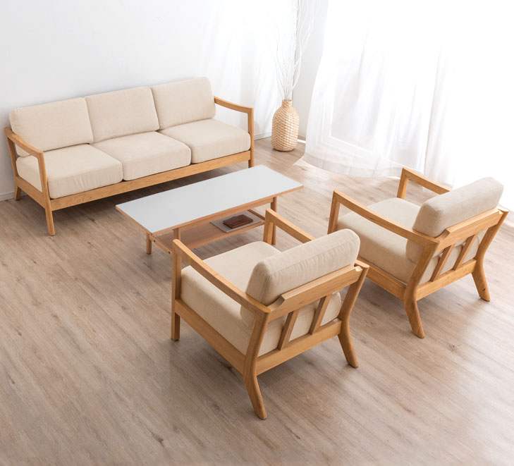 定価¥25280-木製 天然木 布張り ファブリック ソファー