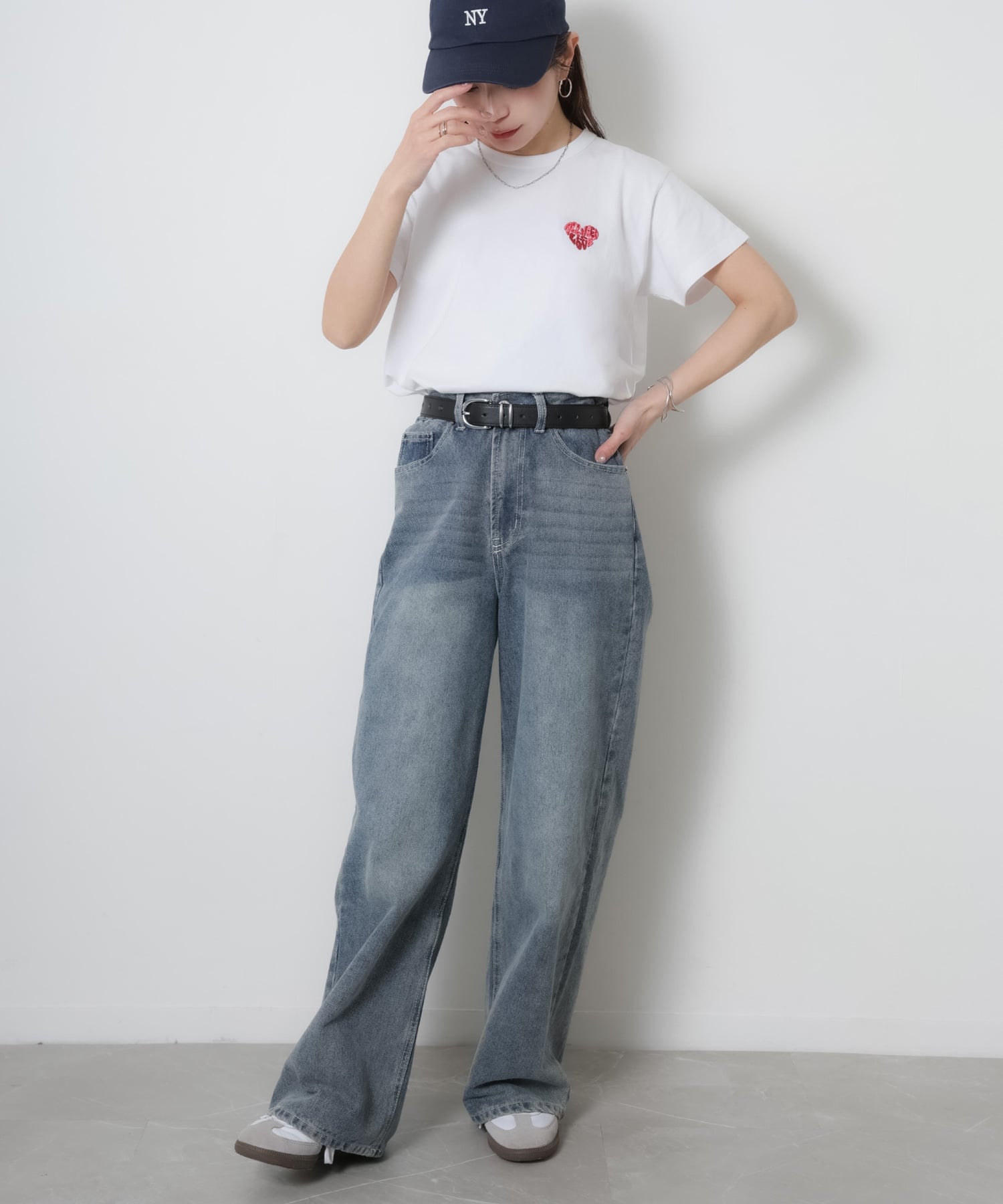 Riberry｜ハートロゴラメ刺繍コンパクトTシャツ/綿100% | Rakuten
