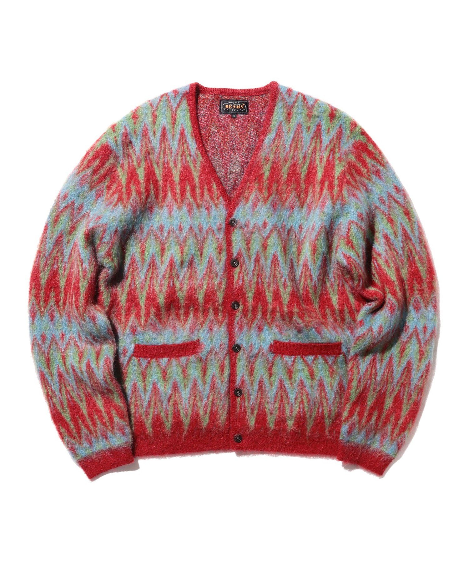BEAMS MEN｜BEAMS PLUS / シェブロン柄 ダブルジャカード カーディガン