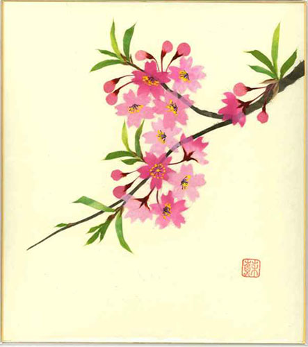 楽天市場】色紙 日本画 季節のちぎり絵シリーズ 春 4月の誕生花 貼り絵