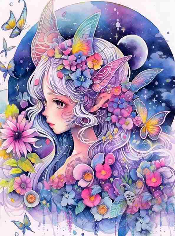 楽天市場】ダイヤモンドアート キット フェアリーテイル 月の妖精 花