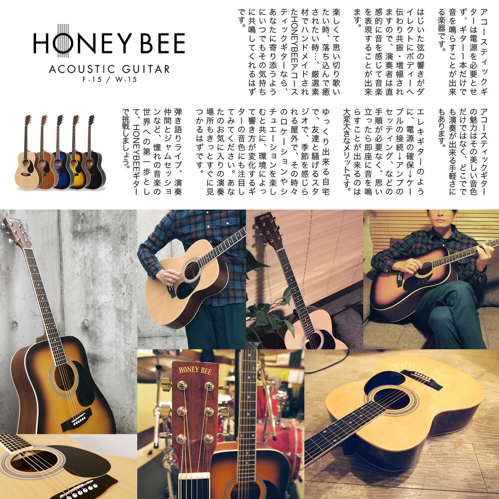 楽天市場】アコースティックギター（エレアコ） HONEY BEE F-16E