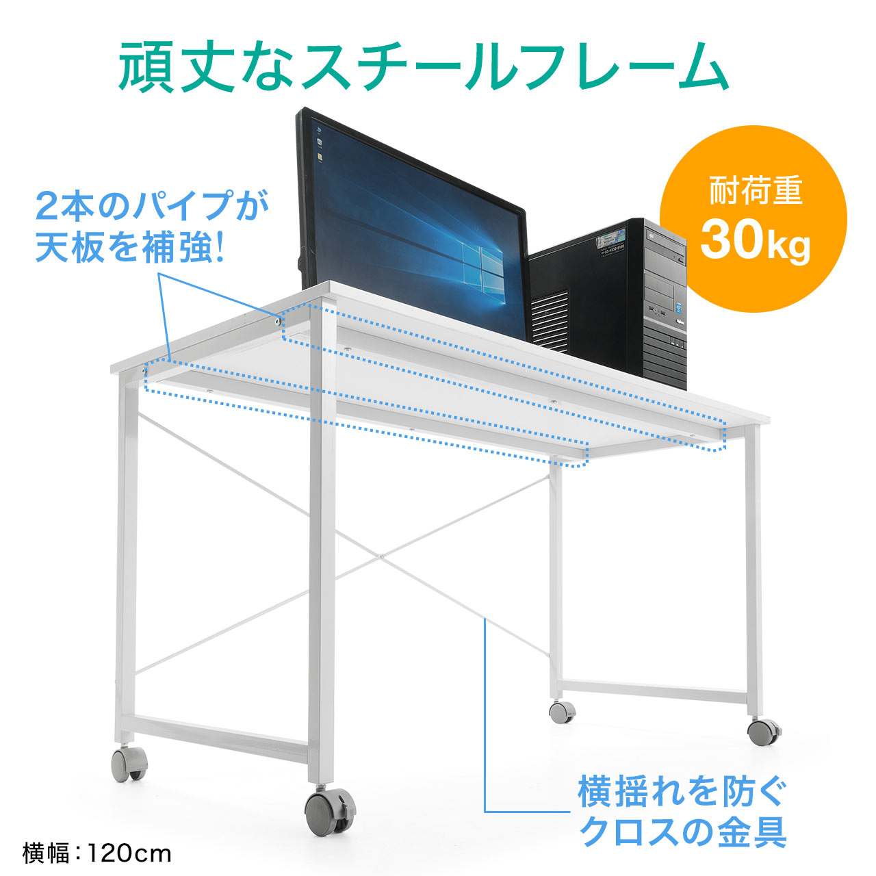 楽天市場】パソコンデスク 幅90cm 奥行60cm キャスター付き 省スペース