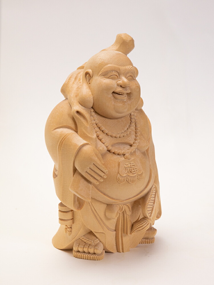 楽天市場】【高20cm】布袋様 木彫り 置物 仕様：無垢 / 素材：桧
