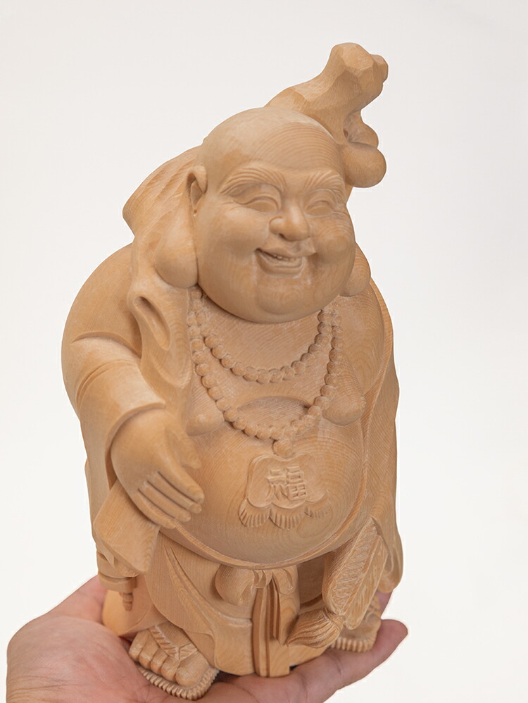 楽天市場】【高20cm】布袋様 木彫り 置物 仕様：無垢 / 素材：桧