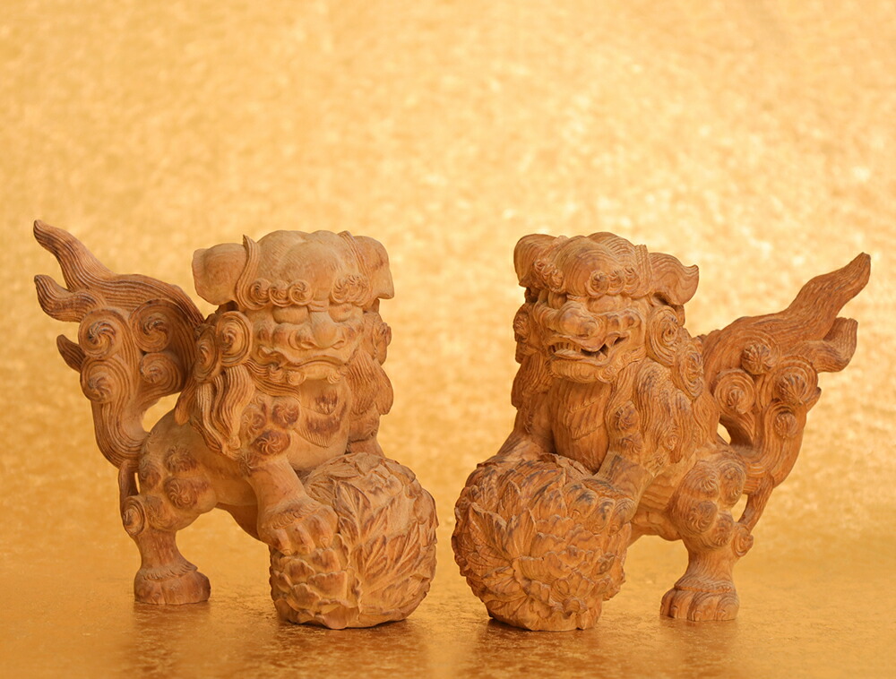 楽天市場】【総高16cm】狛犬・獅子 唐獅子 仏像 木彫り 一刀彫 / 素材