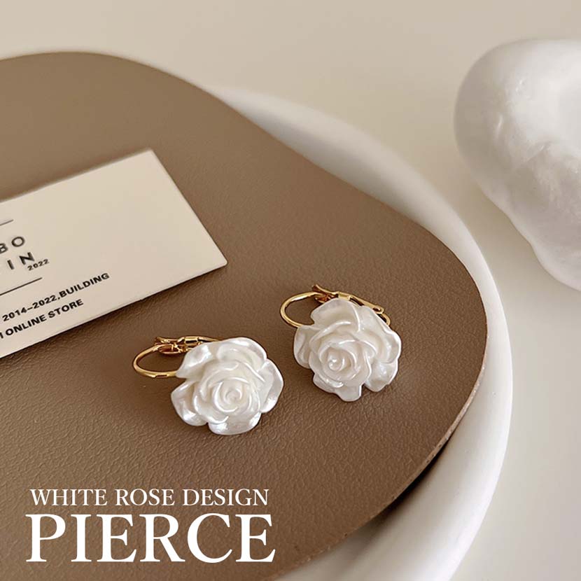 楽天市場】【スーパーSALE☆30％OFF】ホワイト ローズ デザイン ピアス