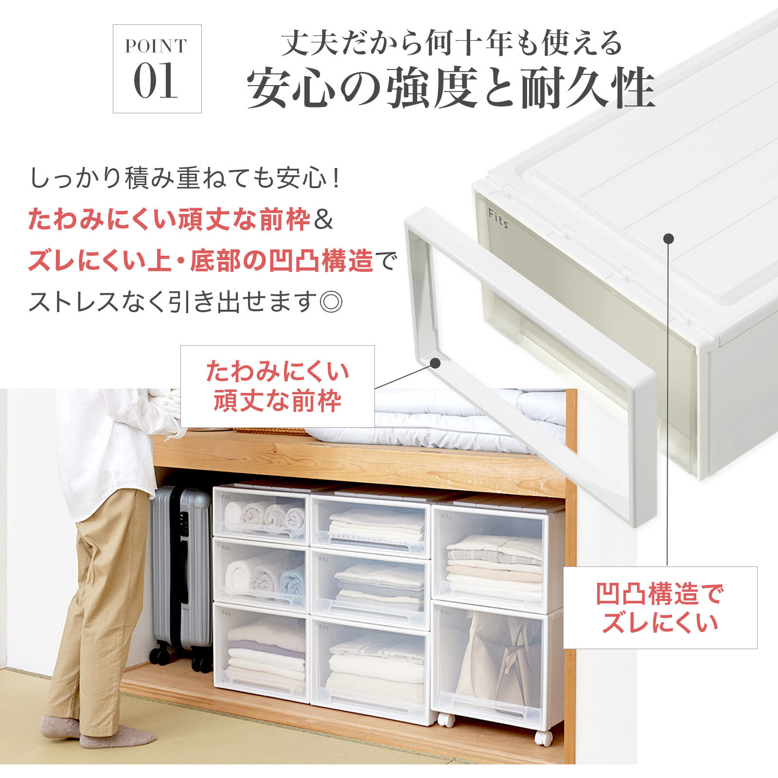 楽天市場】フィッツケース 74サイズ ホワイトクリア fits 衣装ケース
