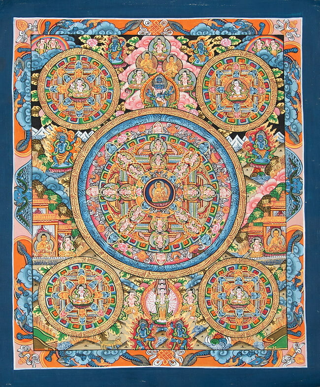 楽天市場】【送料無料】 〔一点物〕タンカ 五仏曼荼羅 31cm x 39cm