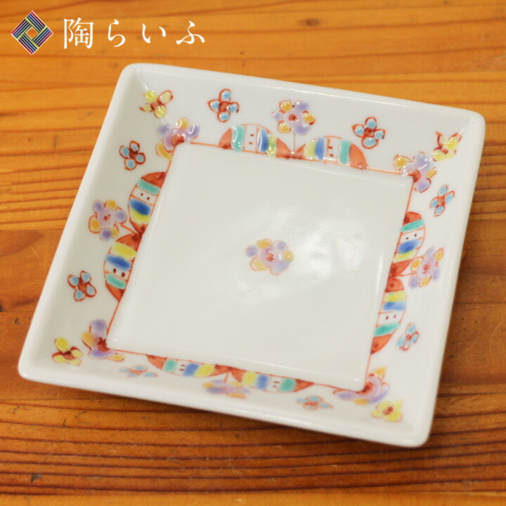 楽天市場】九谷焼 四角小皿 お花畑/銀舟窯＜和食器 皿 取皿 人気