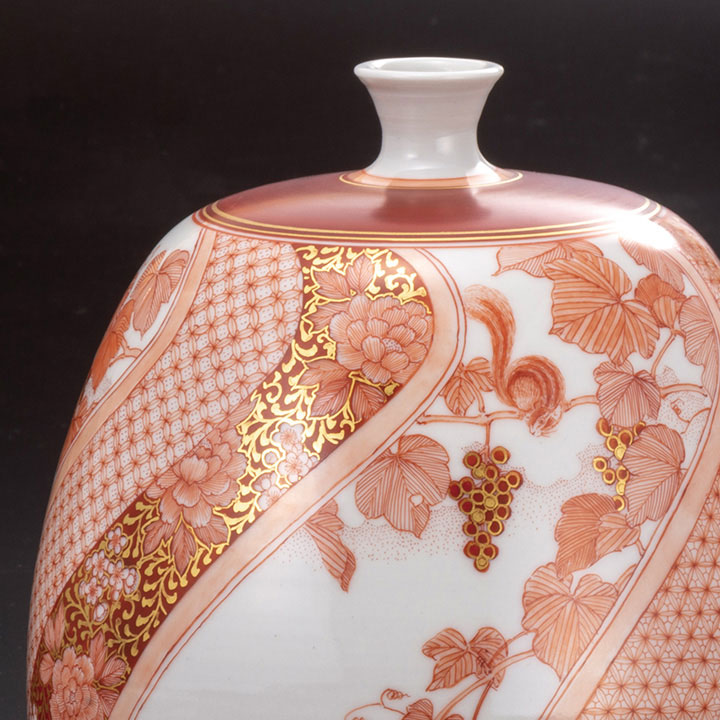楽天市場】＜限定品＞ 九谷焼 6.5号花瓶 赤絵みのり文/福島武山＜花瓶