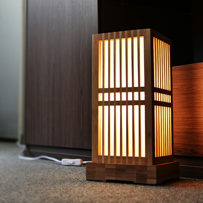 楽天市場】和風照明 竹ランプ スタンドライト 角型関節照明器具 電気