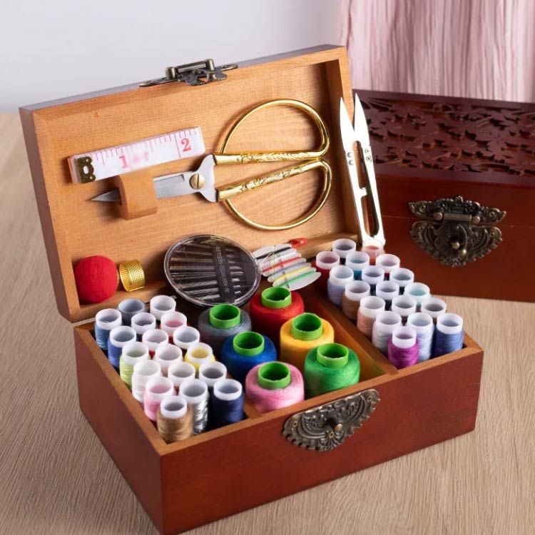 楽天市場】ソーイングBOX 針箱 小物ケース 刺繍 小物入れ 彫り お道具