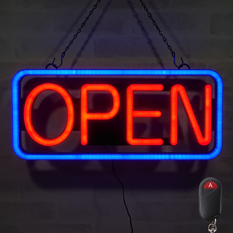 楽天市場】LED ネオン看板 ネオンサイン OPEN 置き/吊り下げ両用 W54
