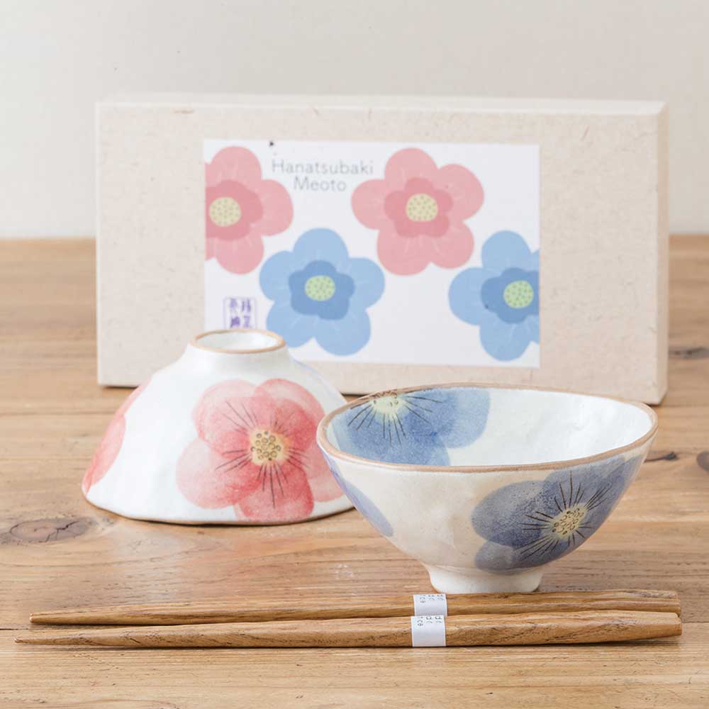楽天市場】夫婦茶碗 箸 セット プレゼント 2025 花椿 飯碗 ペア 陶器