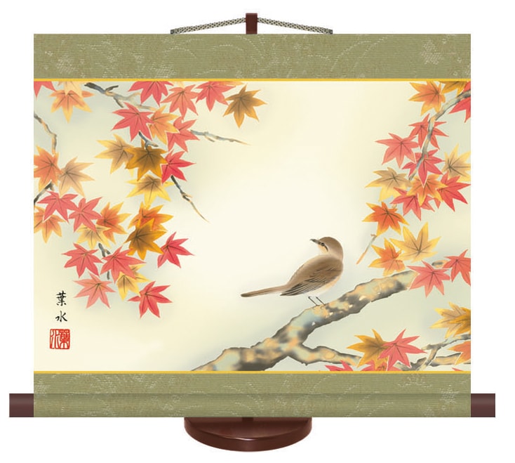 楽天市場】掛け軸 かけじく 花鳥ミニ掛軸紅葉(緒方 葉水)受注後生産