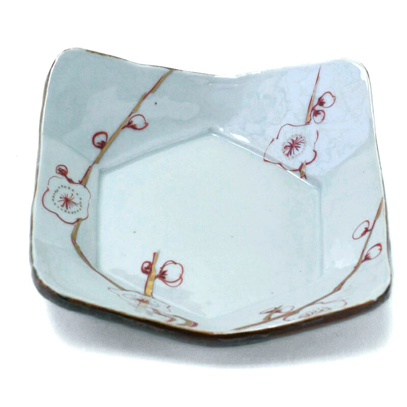楽天市場】九谷焼：色絵金彩梅図折紙形向付・正木春蔵《小皿・14.0cm