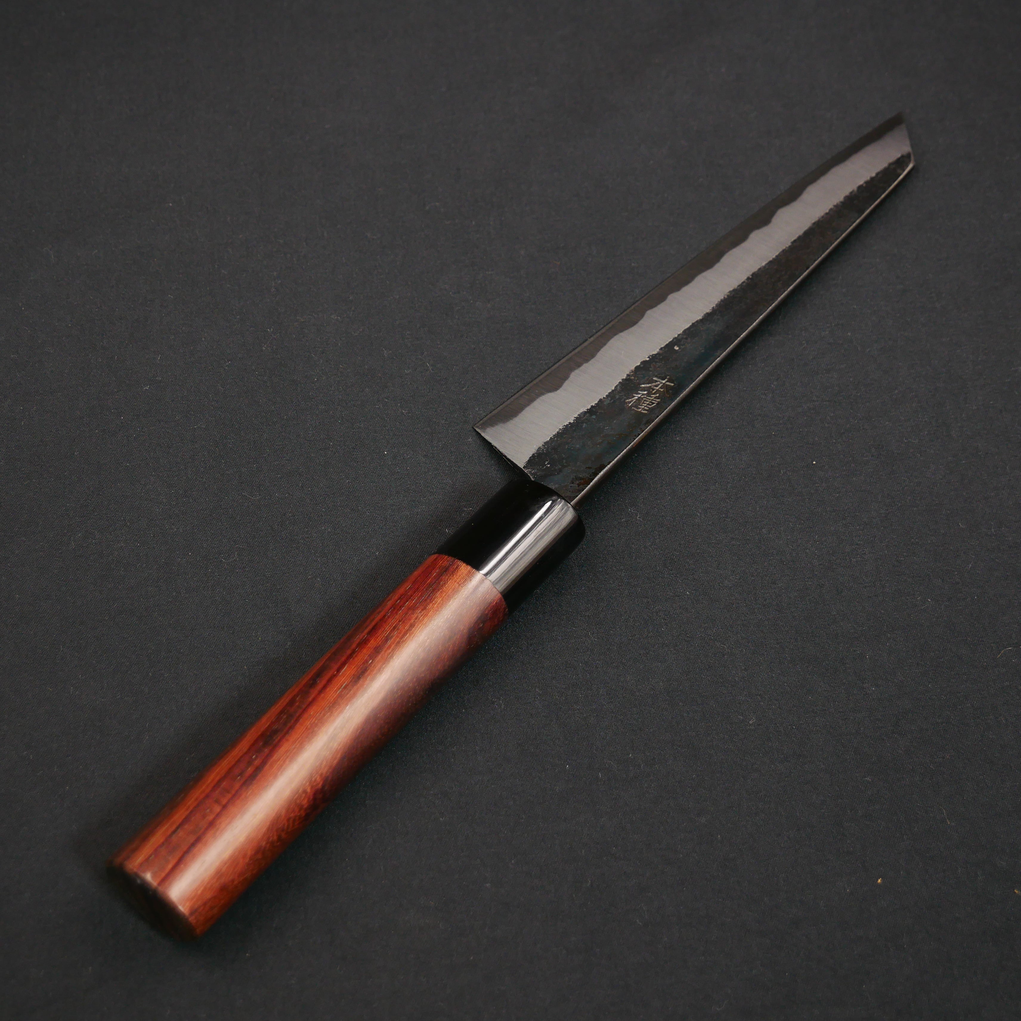 本種子島 青二鋼 黒打 骨スキ 紫檀柄 (両刃) – つば屋庖丁店