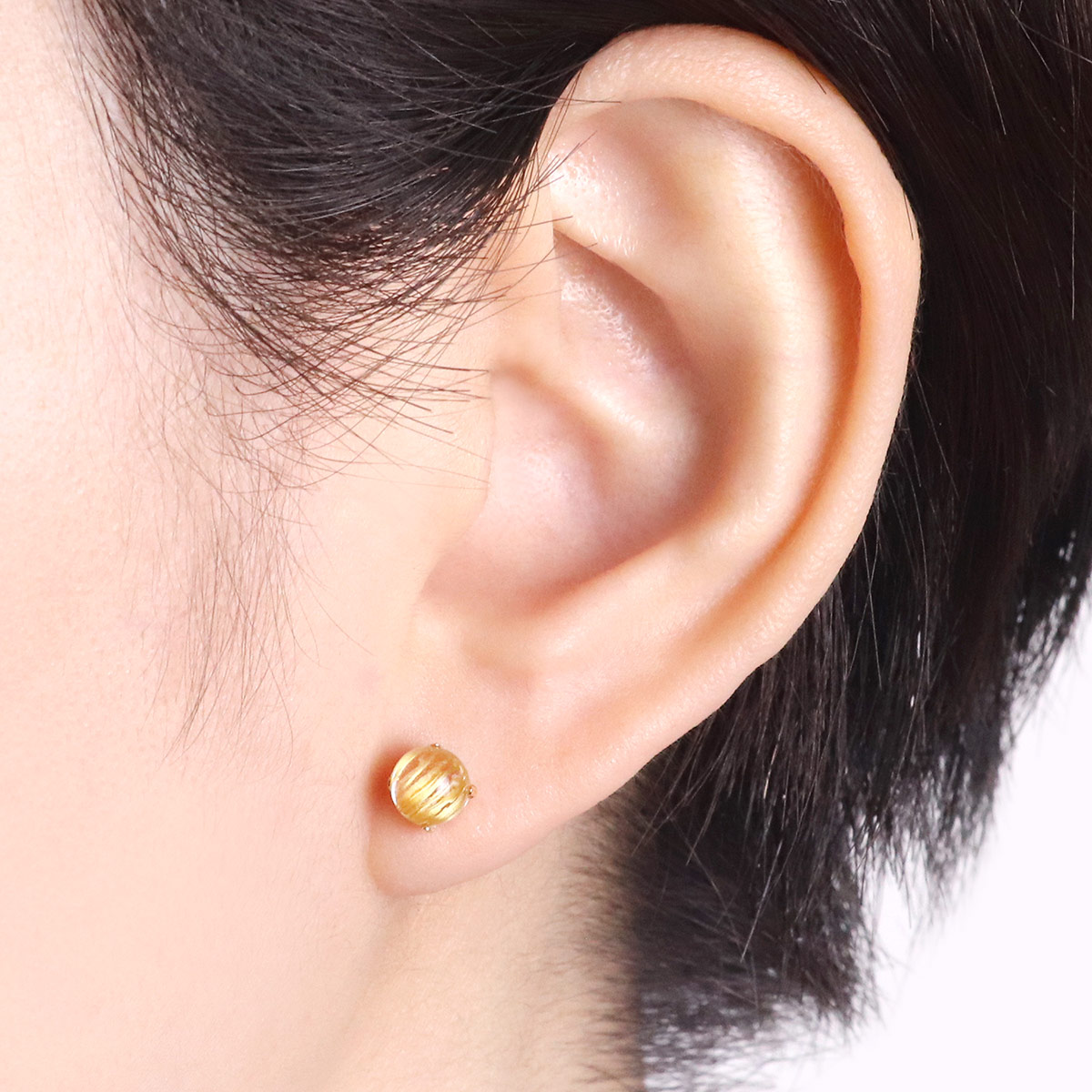 アクセサリーのプレゼント K18YG ルチルクォーツ ピアス 18金イエロー
