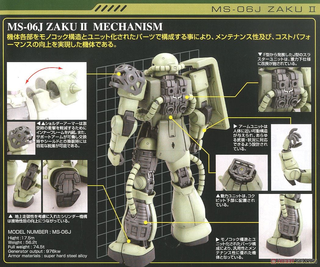 MS-06J 量産型ザクII Ver.2.0 (MG) (ガンプラ) - ホビーサーチ ガンプラ他