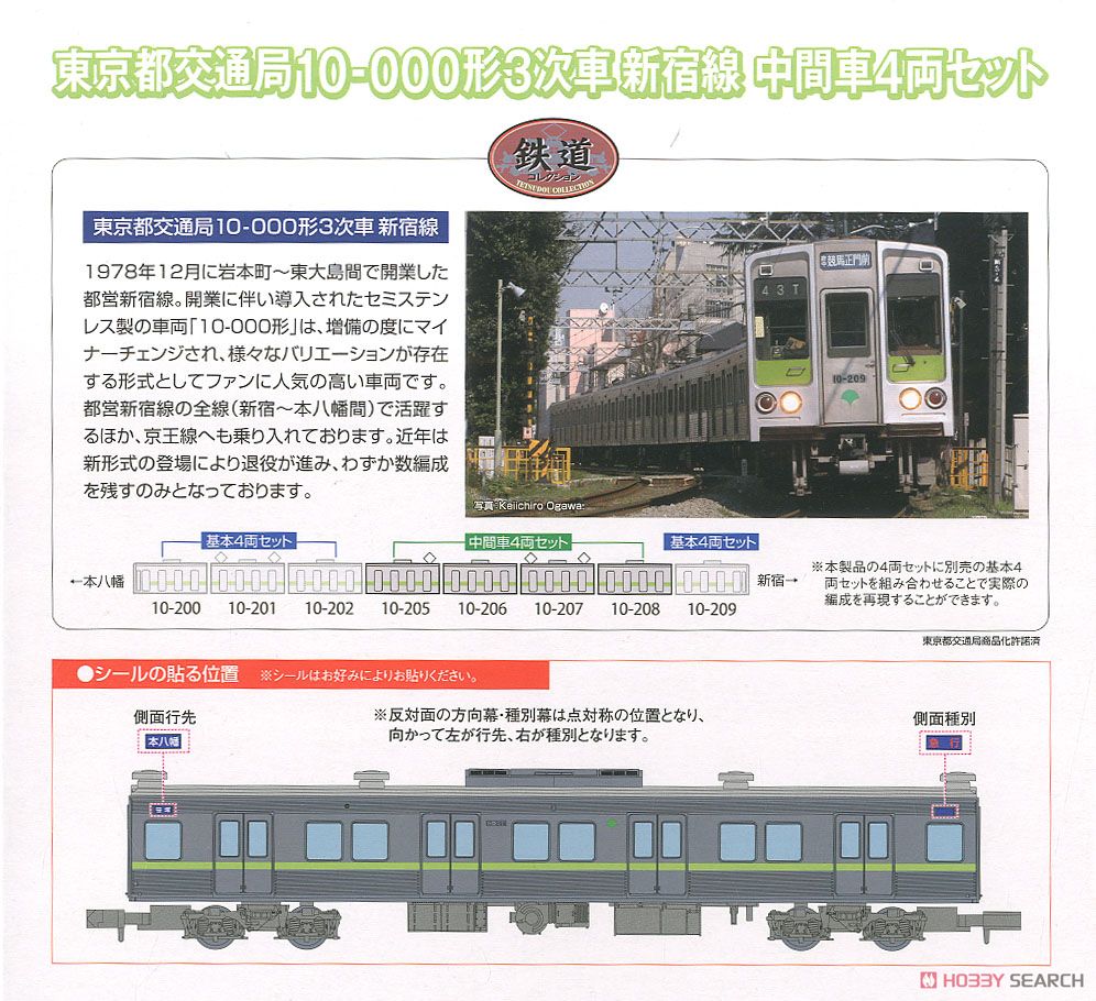 鉄道コレクション 東京都交通局 10-000形 3次車 新宿線 中間車4両