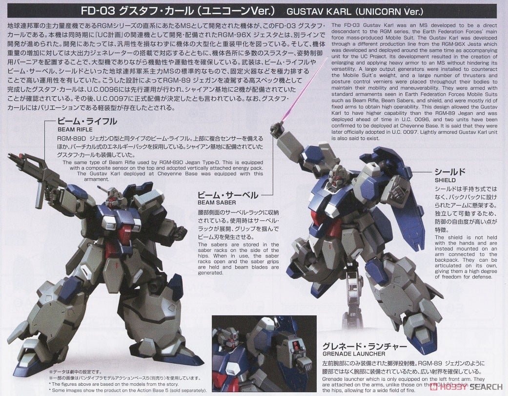 グスタフ・カール (ユニコーンVer.) (HGUC) (ガンプラ) - ホビーサーチ
