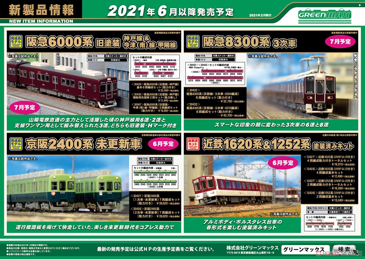 阪急 6000系 (旧塗装・神戸線) 増結用先頭車2両セット (動力無し