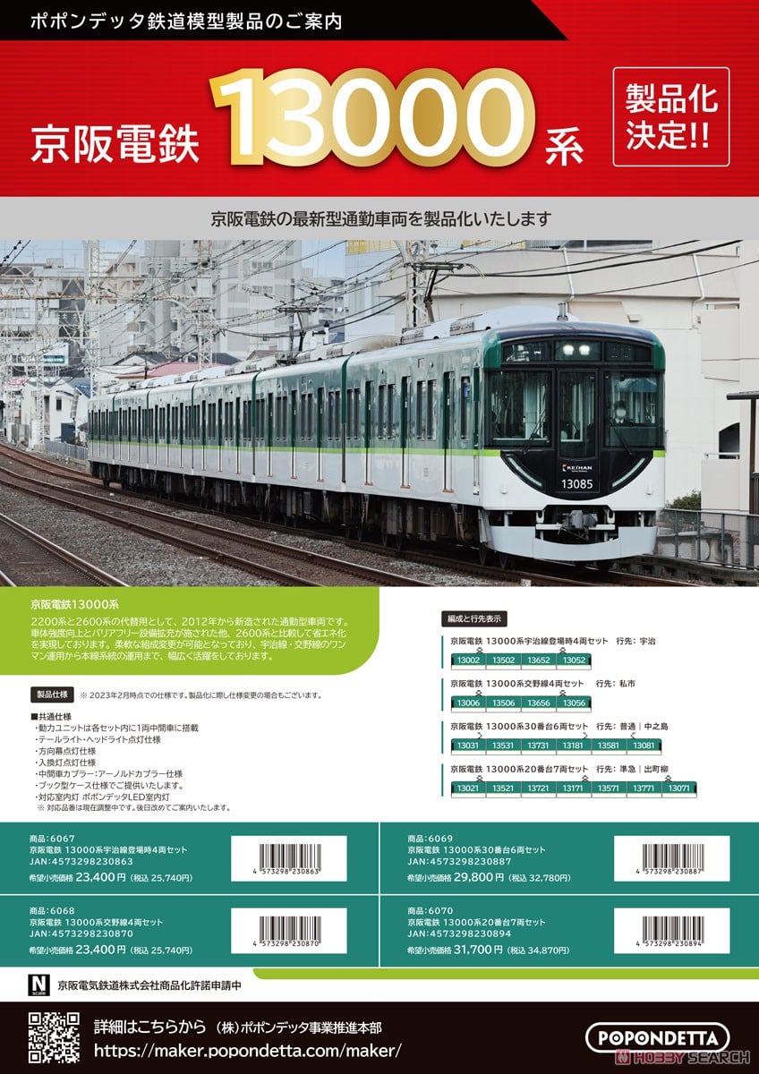 京阪電鉄 13000系 宇治線登場時4両セット (4両セット) (鉄道模型