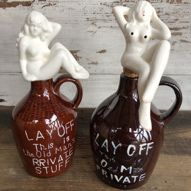 50s Vintage Lay Off Nude Decanter Pin Up Girl (T399) - 2000toys