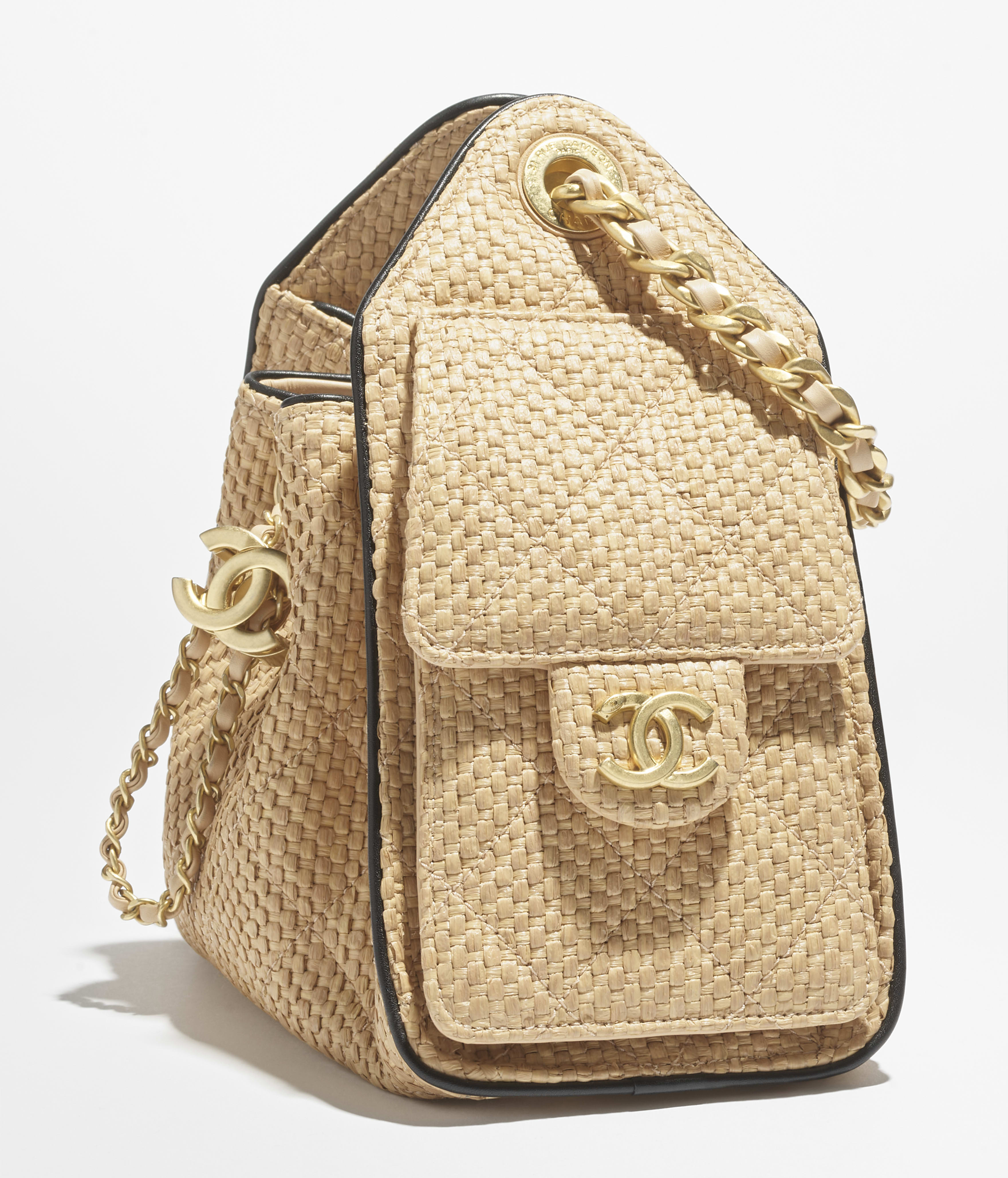 Chanel 25 ミニ ハンドバッグ、ブレード ラフィア エフェクト
