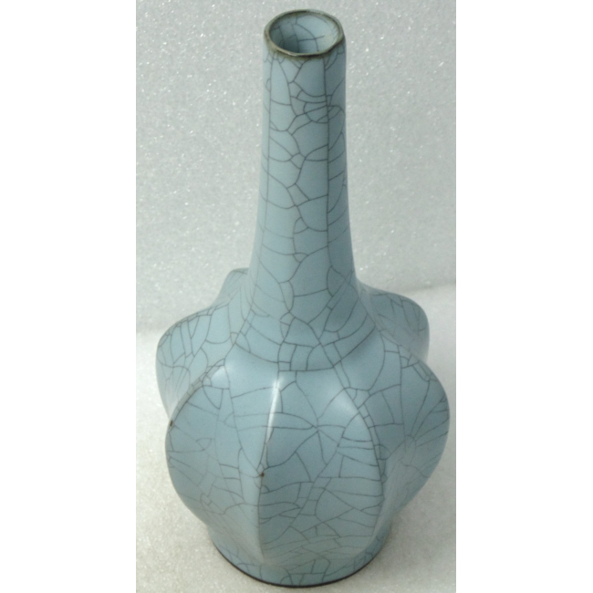 宋汝窯天青釉倭角八稜淨水瓷瓶|中華古董文物博物館│CHINESE ANTIQUE