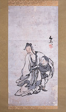 文人画家〔谷文晁他合作 肉筆絹本 花艸図〕掛軸 江戸 書画