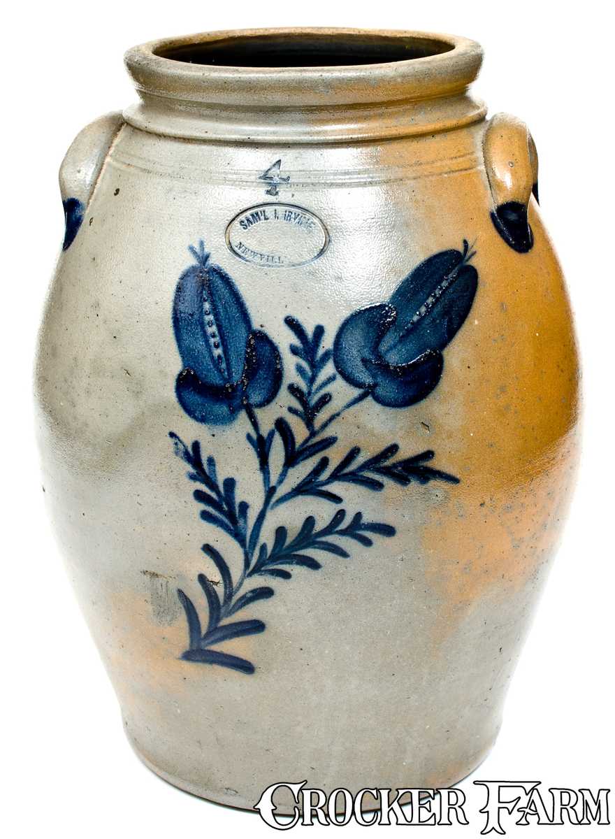 SAM'L L. IRVINE / NEWVILLE, PA. Stoneware Jar -- Lot 50 -- October