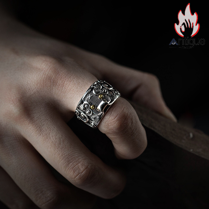 Antique Jewelry ヴィンテージシルバージュエリー 男性用饕餮紋の指輪